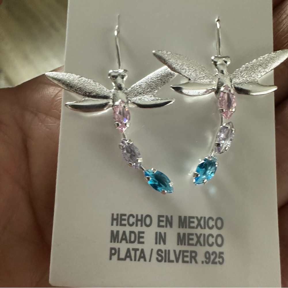 Whimsical Silver and Pink Dragonfly Earrings